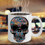 Paisley Skull Mug, Skull Coffee Cup, Hipster Skull Gift, Hipster Paisley Skull