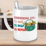 Gardening 101 Mug, Gift for Gardener, Gardening Coffee Cup