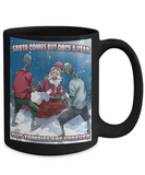 Zombies vs Santa funny Christmas Mug, Scary yuletide coffee cup,