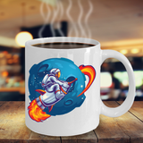 Rocket Ride Coffee Mug, Astronaut Circles the Moon Cup, Gift for Astronaut