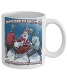 Zombies vs Santa funny Christmas Mug, Scary yuletide coffee cup,