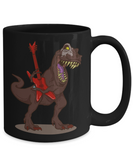 T-rex Coffee Mug, T-rex Plays Guitar Cup, Gift for Dinosaur Fan, T-rex Rocks Mug