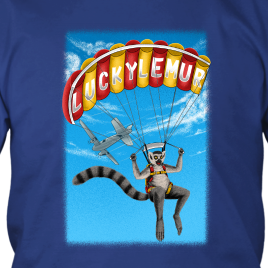 Lucky Lemur Parachute T-shirt, Lemur Sky Diver Shirt, Lemur Gift Shirt