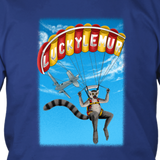 Lucky Lemur Parachute T-shirt, Lemur Sky Diver Shirt, Lemur Gift Shirt