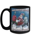 Zombies vs Santa funny Christmas Mug, Scary yuletide coffee cup,