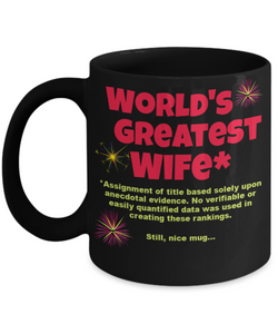 Funny Coffee Mug for Wife, World's Greatest Wife Mug