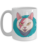 Rockstar Kitty Mug, Star-cat Coffee Mug, Gift for Cat Lover, Bowie Cat Mug