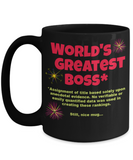 Funny Coffee Mug for Boss, World's Greatest Boss Mug