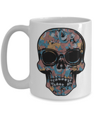 Paisley Skull Mug, Skull Coffee Cup, Hipster Skull Gift, Hipster Paisley Skull