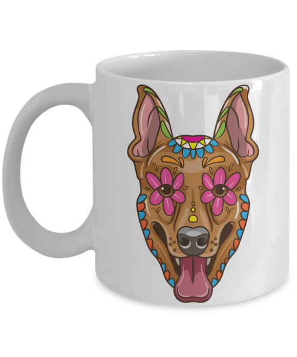 Colorful Dog Coffee Mug, Gift for Dog Lover, Calavera Dog Mug, Dog Coffee Cup, Colorful Dog Cup