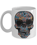 Paisley Skull Mug, Skull Coffee Cup, Hipster Skull Gift, Hipster Paisley Skull