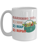 Gardening 101 Mug, Gift for Gardener, Gardening Coffee Cup