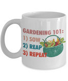 Gardening 101 Mug, Gift for Gardener, Gardening Coffee Cup