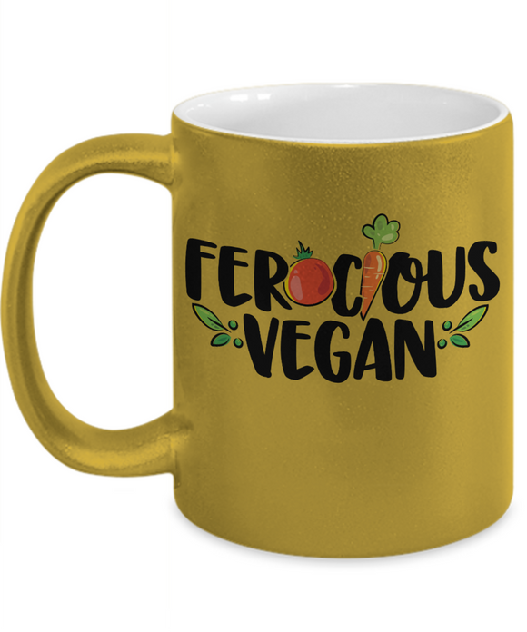 Ferocious Vegan Coffee Mug, Proud Plant Lover Cup, Gift for Vegetarian