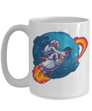 Rocket Ride Coffee Mug, Astronaut Circles the Moon Cup, Gift for Astronaut