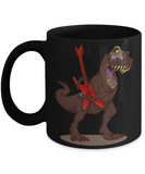 T-rex Coffee Mug, T-rex Plays Guitar Cup, Gift for Dinosaur Fan, T-rex Rocks Mug