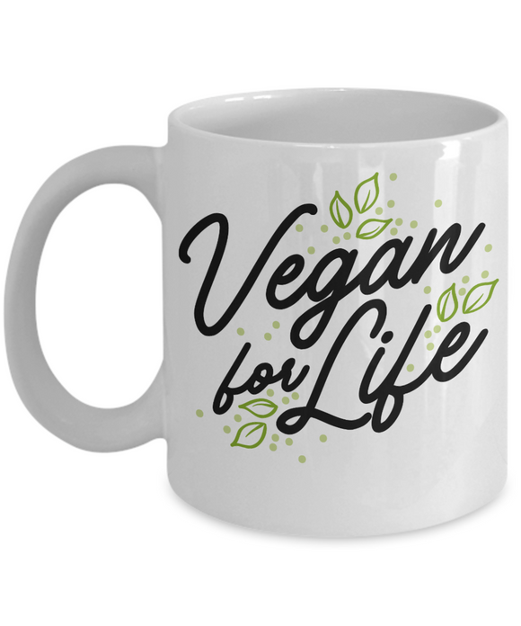 Vegan for Life Coffee Mug, Animal Lover's Cup, Vegetatians Unite Gift