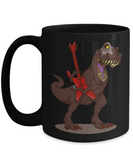 T-rex Coffee Mug, T-rex Plays Guitar Cup, Gift for Dinosaur Fan, T-rex Rocks Mug