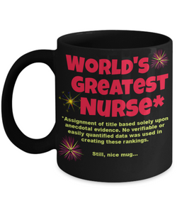 Funny Coffee Mug for Nurse, World's Greatest Nurse Mug