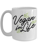 Vegan for Life Coffee Mug, Animal Lover's Cup, Vegetatians Unite Gift