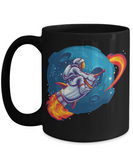 Rocket Ride Coffee Mug, Astronaut Circles the Moon Cup, Gift for Astronaut