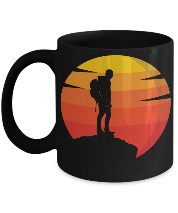 Hiker at Sunset Coffee Mug, Hiker Mug, Back to Nature Coffee Cup, Gift for Hiker