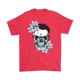 Gift for Hipster, Hipster Skull and Flowers T-shirt, Hipster Skull Shirt